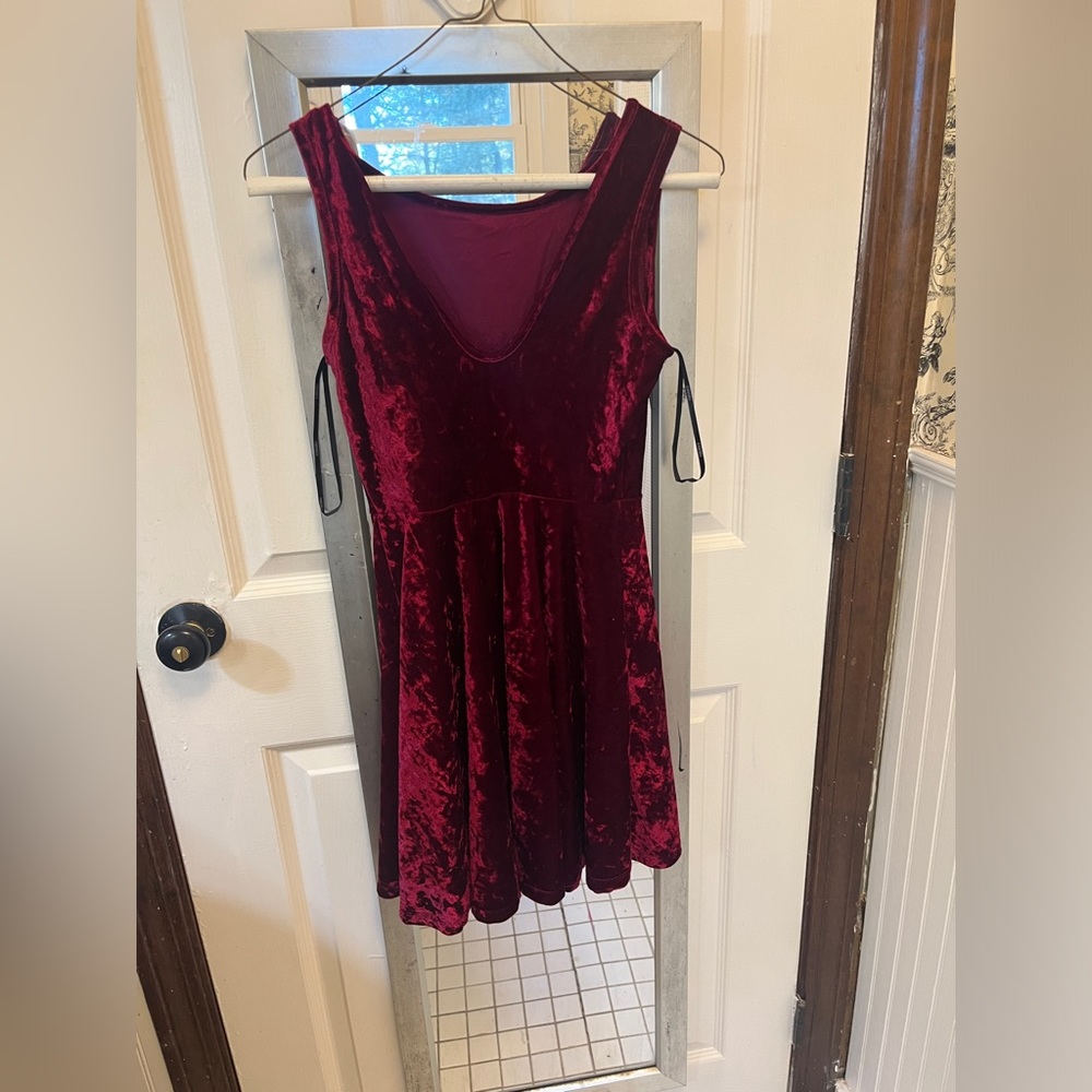 Red velvet A - line Dress